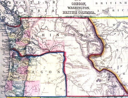 map of oregon and washington state. Oregon became a state;