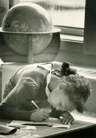 Young student working at a desk