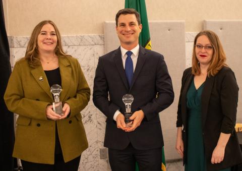 Cami Feek and Daniel Zeitlin of ESD and Productivity Board Member Ashley Fueston