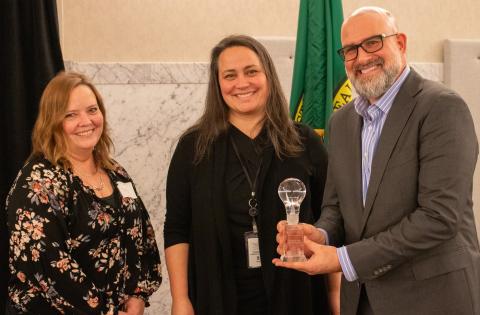 Danya Boroski and Scott McCallum of WSSB and Productivity Board Member Mia Navarro