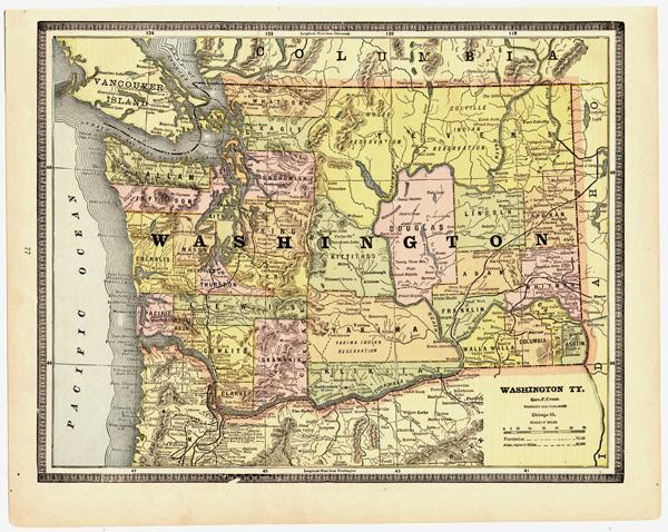 1884 Washington Territory map