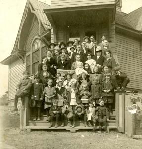 Steps of Presbyterian Church in Connell, WA, circa 1917