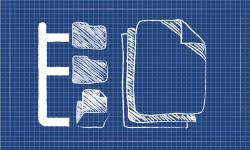 Blueprint style illustration with file folders