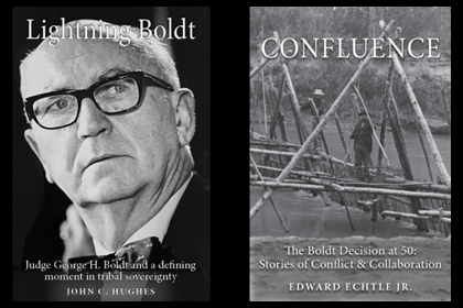 Book covers for Legacy Washington projects, "Lightning Boldt" and "Confluence"